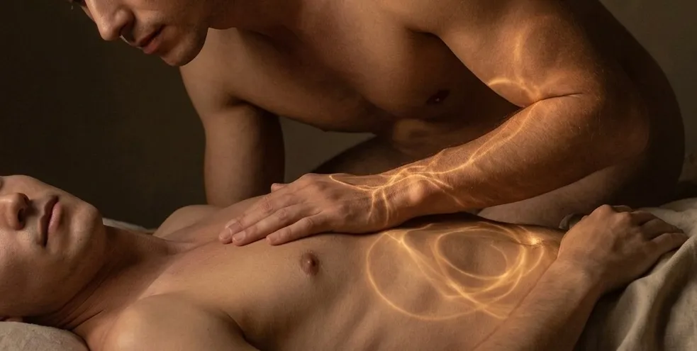 Zwei Männer in einer Tantra-Massage.
